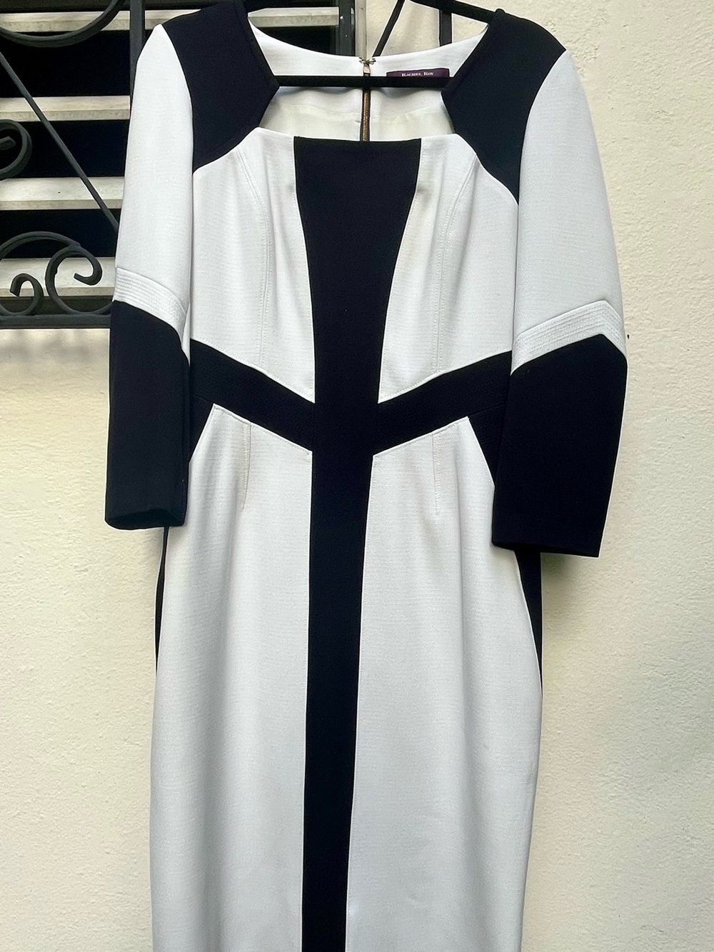 Rachel Roy Colorblock Contour Sheath Dress - Black & White, Size 8